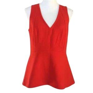 Anthropologie Leifsdottir Hara Red/orange Peplum Top 14  V-Neck Sleeveless